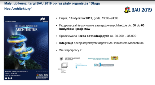 Kolejna edycja Światowych Targów Architektury, Materiałów i Systemów Budowlanych BAU 2019